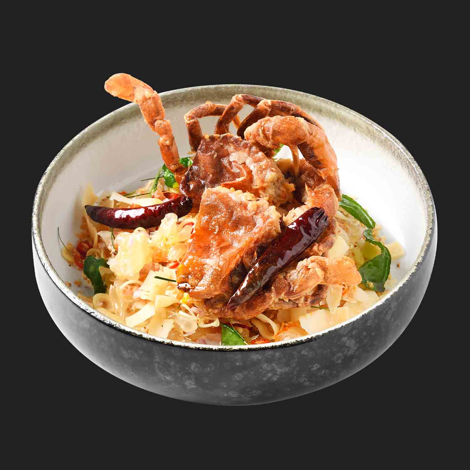 ยำส้มโอปูนิ่มทอด 